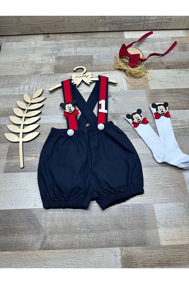 Mickey Konsept Lacivert Erkek Bebek Salopet Takımı