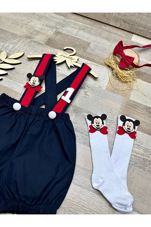 Mickey Konsept Lacivert Erkek Bebek Salopet Takımı