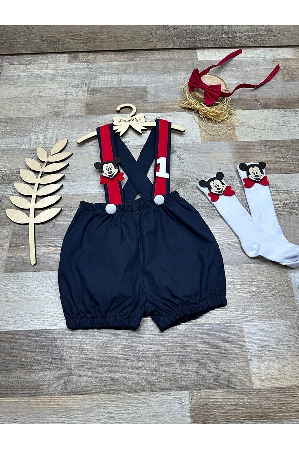 Mickey Konsept Lacivert Erkek Bebek Salopet Takımı
