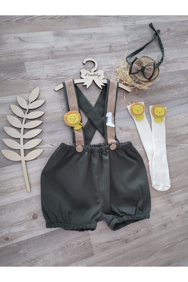 Safari Konsept Aslan Figürlü Salopet Takımı