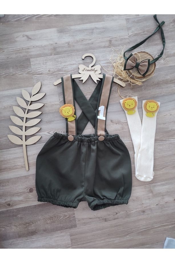 Safari Konsept Aslan Figürlü Salopet Takımı